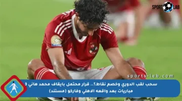 سحب لقب الدوري وخصم نقاط؟.. قرار محتمل بإيقاف محمد هاني 3 مباريات بعد واقعة الأهلي وفاركو (مستند)